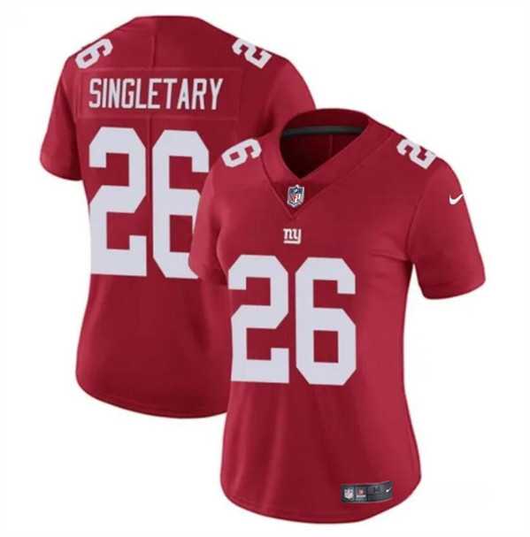 Women%27s New York Giants #26 Devin Singletary Red Vapor Stitched Jersey Dzhi
